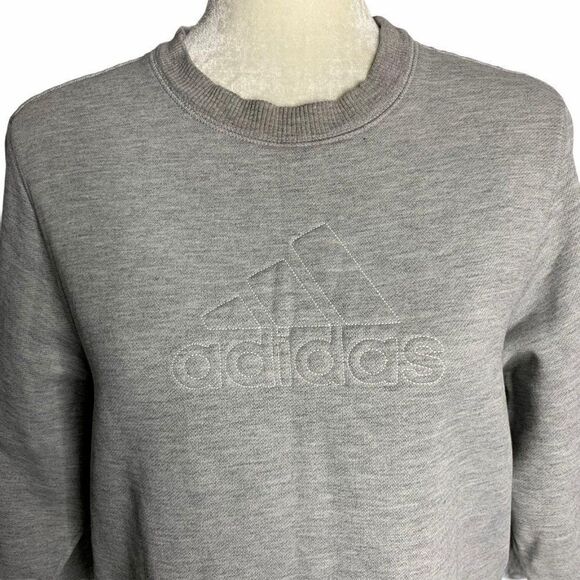 Vintage 90s Adidas Crewneck Sweatshirt M Grey Logo - Picture 2 of 6